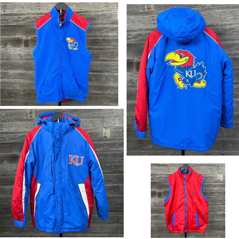 Kansas Jayhawks 3-in-1 Jacket Y2K Vibe NCAA Carl Banks G-III Reversible Vest